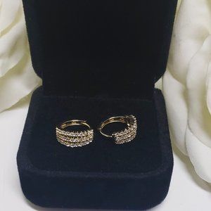 10K Solid Gold Loopholes Earrings With Zircon